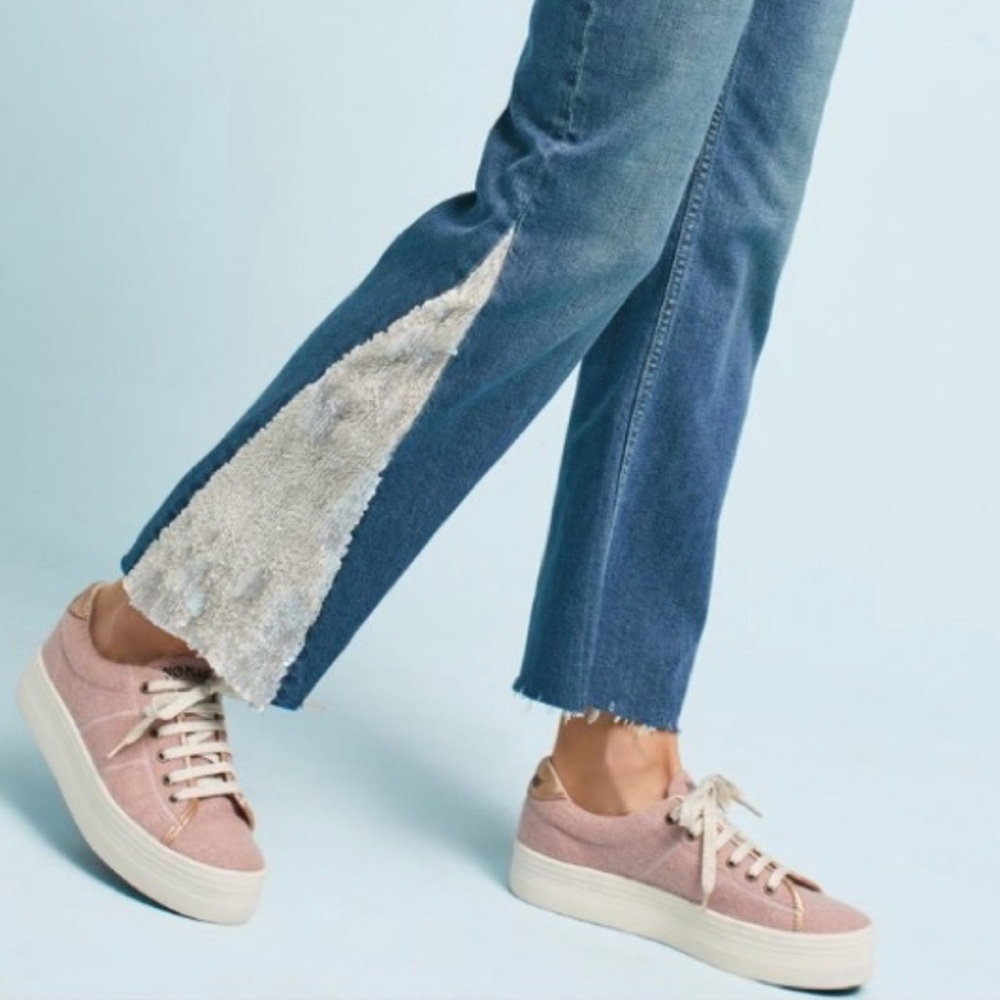 $158 ANTHROPOLOGIE Pilcro High-Rise Sequined Flared Jeans